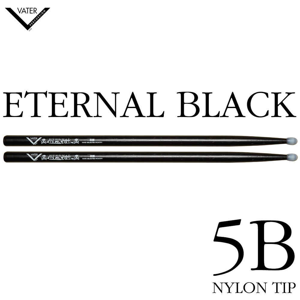 [★드럼채널★] Vater Eternal Black 5B 나일론 팁 드럼스틱 (VHEB5BN)
